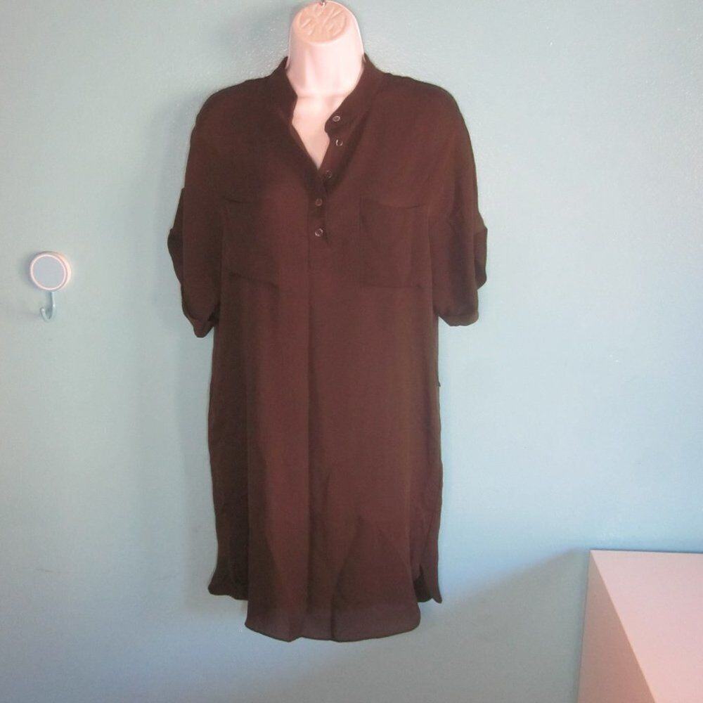 Haute Hippie Womens Size S Dark Olive Mini Length Lightweight Silk Shirt Dress